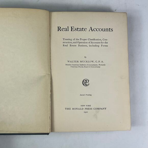 1921 Real Estate Business Accounts Walter Mucklow 2nd Printing NY Ronald Press - Picture 1 of 9